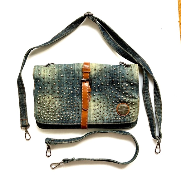 Miss Sixty Studded Distressed Denim Purse - Main Image
